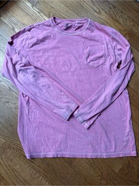 johnnie-O Long Sleeve Pocket Tee in Pink